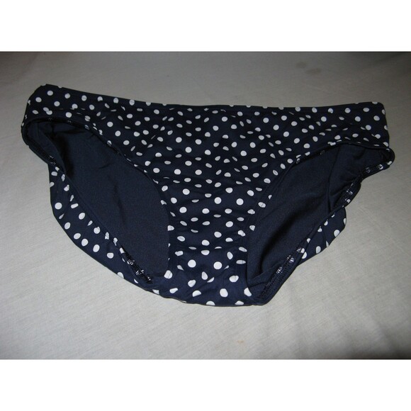 Lands End Navy Blue Polka Dot Bikini Bottom  Women Swim Panties Size 18 NWOT - Picture 1 of 3
